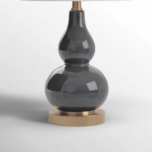 Modern Double Gourd Taupe Clay Gray Warm Grey Brass Table Accent Lamp